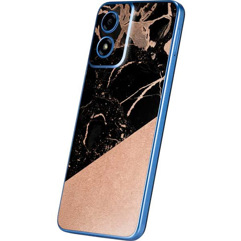 Black and Rose Gold Marble Split Moto G Play 4G (2024) Skin