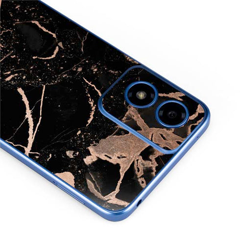 Black and Rose Gold Marble Split Moto G Play 4G (2024) Skin
