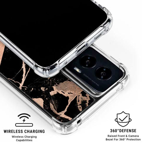 Black and Rose Gold Marble Split Moto G Power 5G (2024) Clear Case