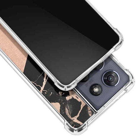 Black and Rose Gold Marble Split Moto G Stylus 5G (2025) Clear Case