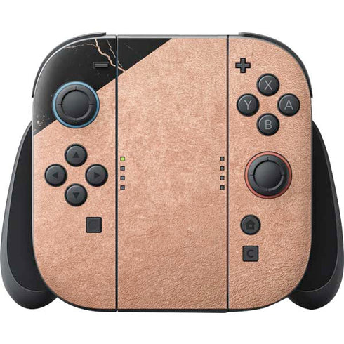 Black and Rose Gold Marble Split Nintendo Skins