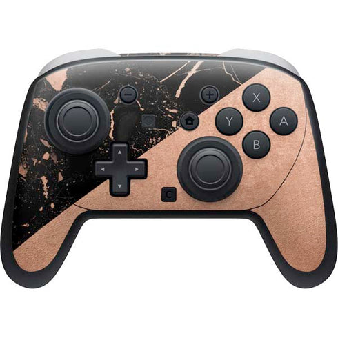 Black and Rose Gold Marble Split Nintendo Skins