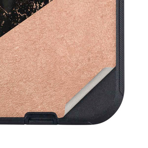 Black and Rose Gold Marble Split Otterbox Defender iPhone Skin