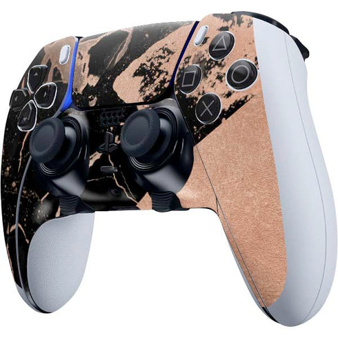 Black and Rose Gold Marble Split PS5 DualSense Edge Pro Controller Skin
