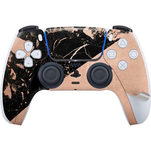 Black and Rose Gold Marble Split PS5 Pro Bundle Skin