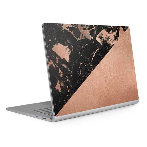 Black and Rose Gold Marble Split Surface Book 2 15in Skin