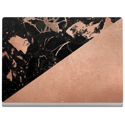 Black and Rose Gold Marble Split Surface Book 2 15in Skin