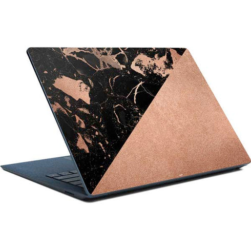 Black and Rose Gold Marble Split Surface Laptop Skin