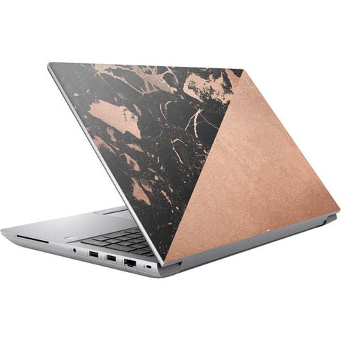 Black and Rose Gold Marble Split HP ZBook Fury 16 G10 Skin