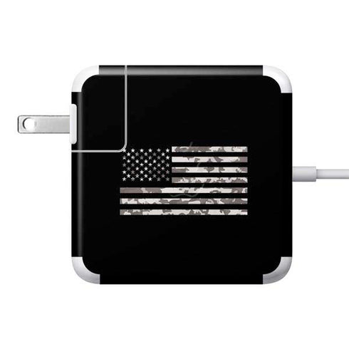 Black and White Camo American Flag 85W Power Adapter (15 and 17 inch MacBook Pro Charger) Skin
