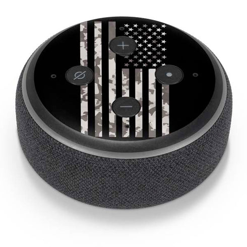 Black and White Camo American Flag Amazon Echo Dot Skin
