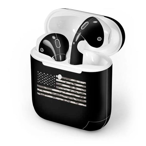 Black and White Camo American Flag Apple AirPods 2 Skin