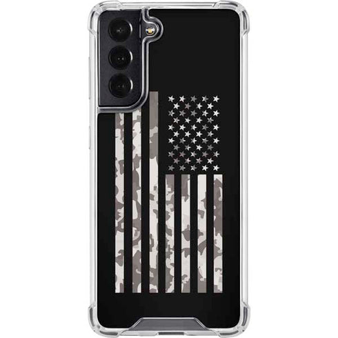 Black and White Camo American Flag Galaxy S22 Clear Case