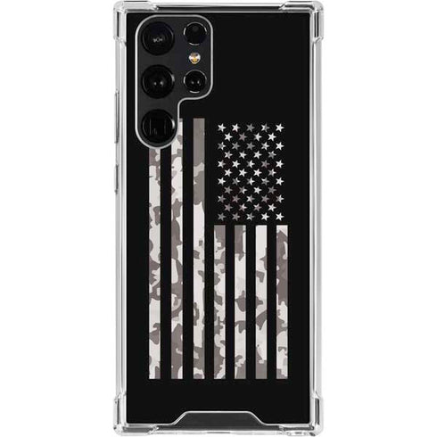 Black and White Camo American Flag Galaxy S23 Ultra Clear Case