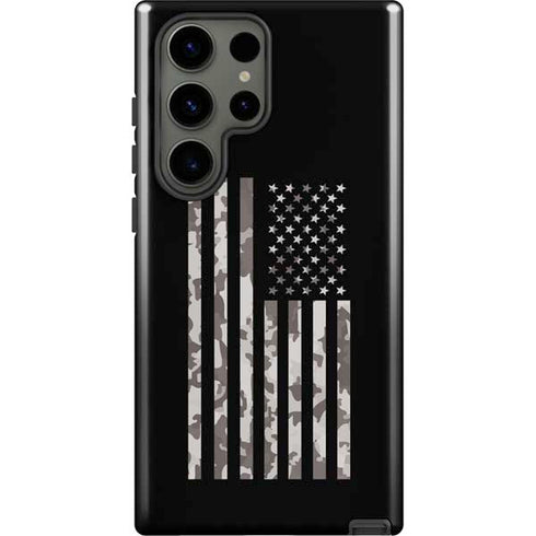 Black and White Camo American Flag Galaxy S23 Ultra Pro Case