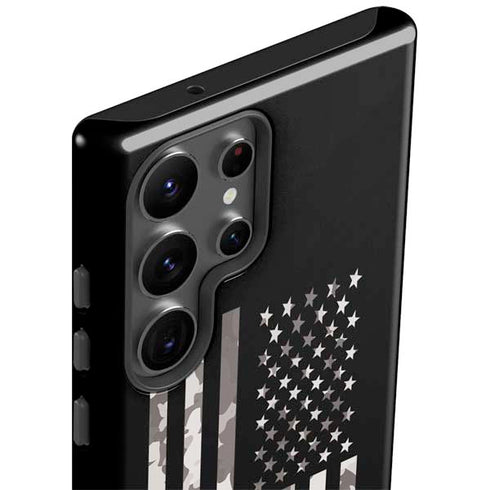 Black and White Camo American Flag Galaxy S23 Ultra Pro Case