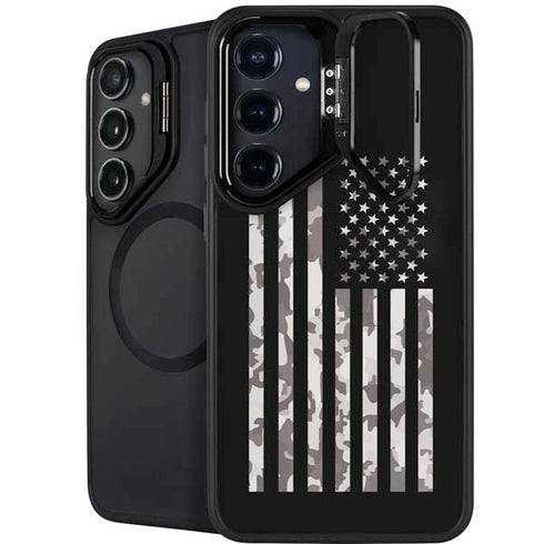 Black and White Camo American Flag Galaxy S25 Plus Kickstand Case