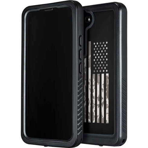 Black and White Camo American Flag Galaxy S24 Plus Waterproof Case