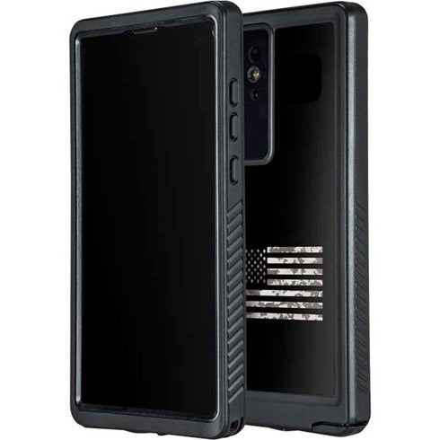 Black and White Camo American Flag Galaxy S24 Ultra Waterproof Case