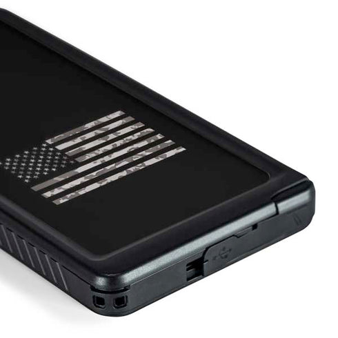 Black and White Camo American Flag Galaxy S24 Ultra Waterproof Case