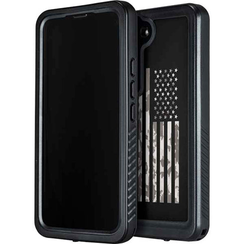 Black and White Camo American Flag Galaxy S24 Waterproof Case