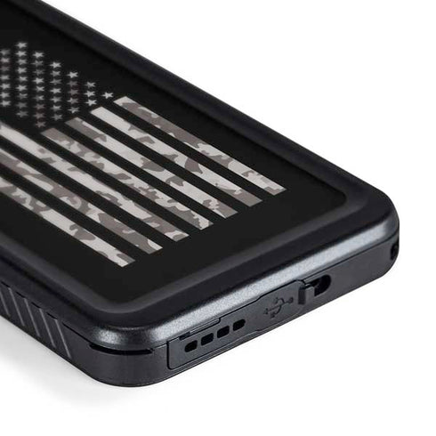 Black and White Camo American Flag Galaxy S24 Waterproof Case