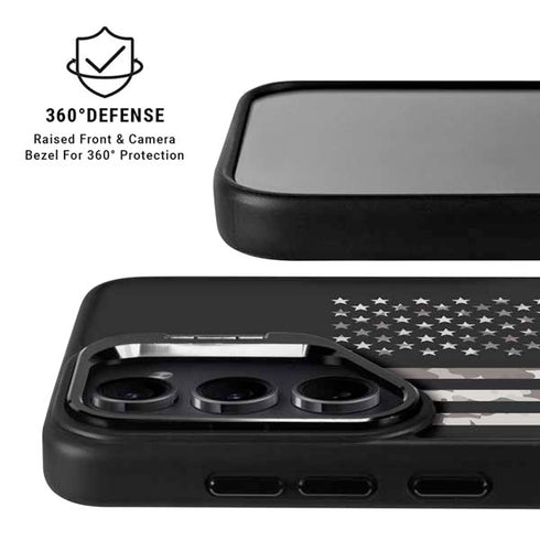Black and White Camo American Flag Galaxy S25 FE Kickstand Case