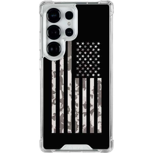Black and White Camo American Flag Galaxy S25 Ultra Clear Case