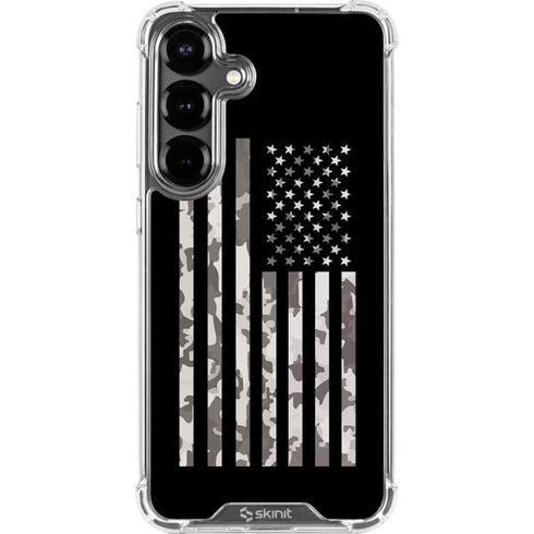 Black and White Camo American Flag Galaxy S26 Clear Case