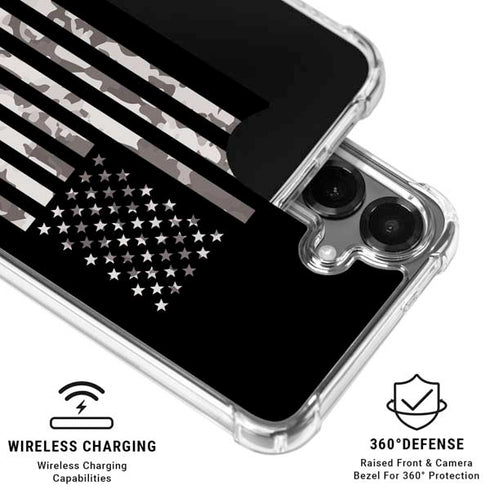 Black and White Camo American Flag Galaxy S26 Clear Case