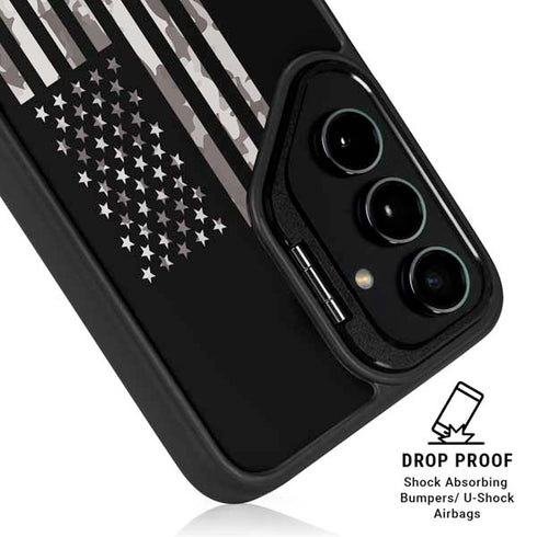 Black and White Camo American Flag Galaxy S26 Kickstand Case