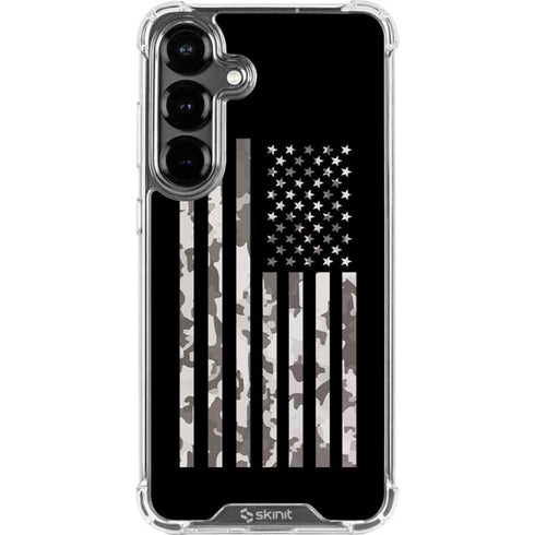 Black and White Camo American Flag Galaxy S26 Plus Clear Case