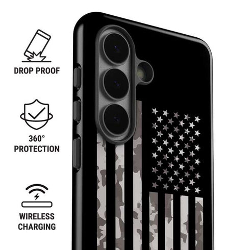 Black and White Camo American Flag Galaxy S26 Plus Impact Case