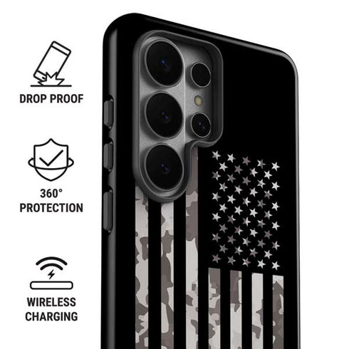 Black and White Camo American Flag Galaxy S26 Ultra Impact Case