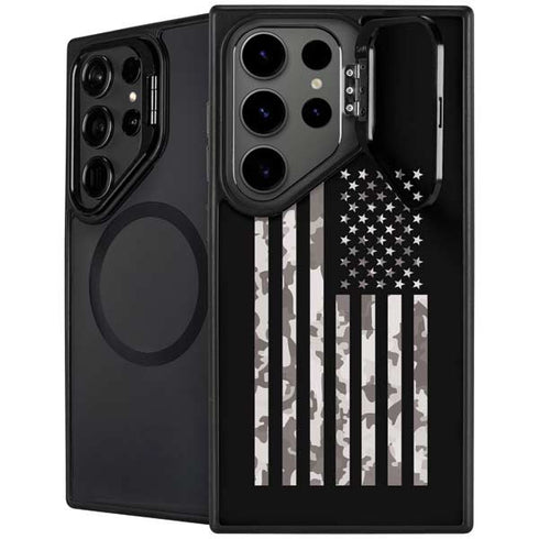 Black and White Camo American Flag Galaxy S26 Ultra Kickstand Case
