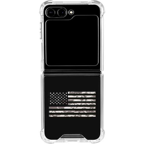 Black and White Camo American Flag Galaxy Z Flip6 Clear Case