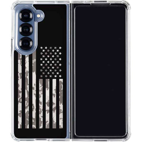 Black and White Camo American Flag Galaxy Z Fold6 Clear Case