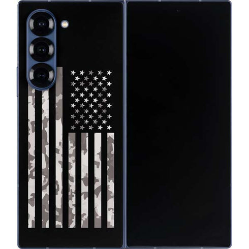 Black and White Camo American Flag Galaxy Z Fold6 Skin