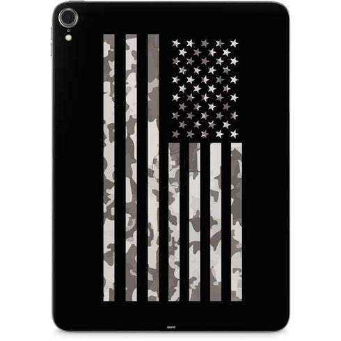 Black and White Camo American Flag Apple iPad Pro Skin