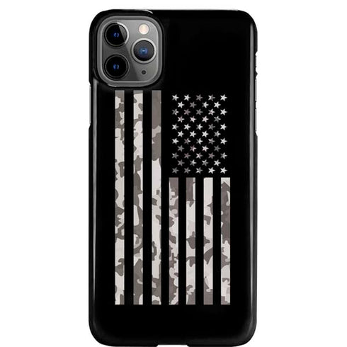 Black and White Camo American Flag iPhone Cases