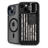 Black and White Camo American Flag iPhone 15 Kickstand Case