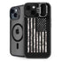 Black and White Camo American Flag iPhone 15 Plus Kickstand Case