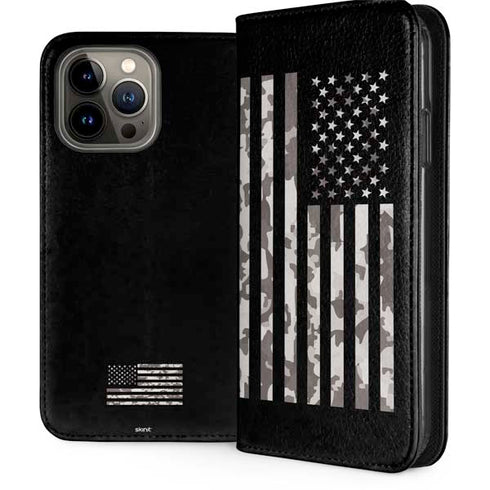 Black and White Camo American Flag iPhone Cases
