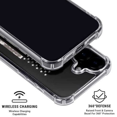 Black and White Camo American Flag iPhone 16 MagSafe Case