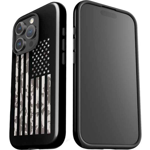 Black and White Camo American Flag iPhone 16 Pro Impact Case
