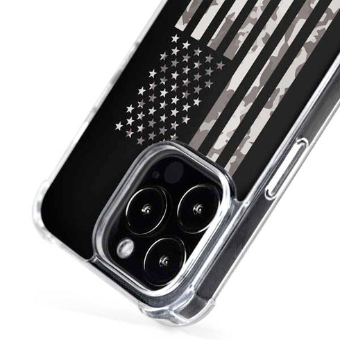 Black and White Camo American Flag iPhone 16 Pro MagSafe Case