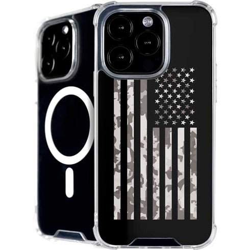 Black and White Camo American Flag iPhone 16 Pro Max MagSafe Case