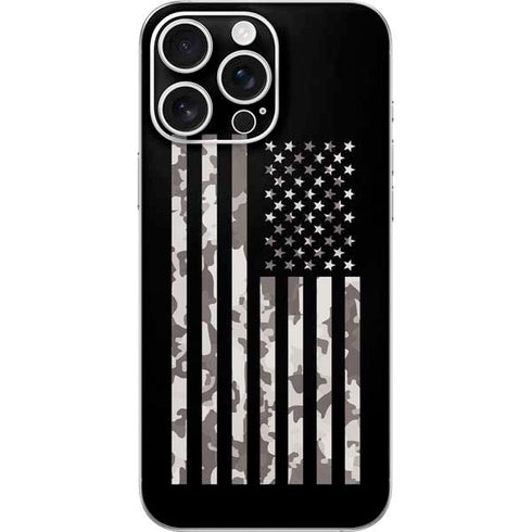 Black and White Camo American Flag iPhone 16 Pro Max Skin