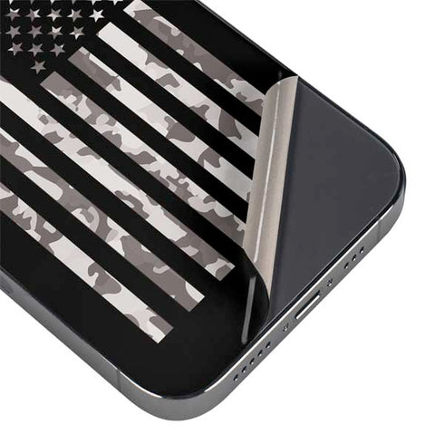Black and White Camo American Flag iPhone 16 Pro Max Skin