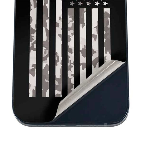 Black and White Camo American Flag iPhone 16 Skin